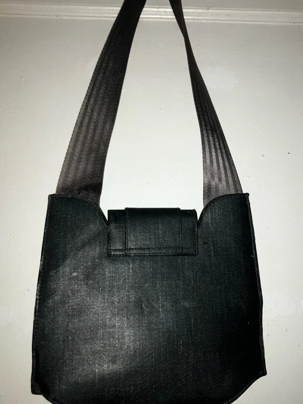 Vintage M.C. Gray Shoulder messenger Bag with Silver Accent